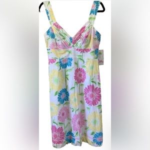 Vintage Lilly Pulitzer Kinsey Dress White Cabana Floral Size 8 $188 NWT